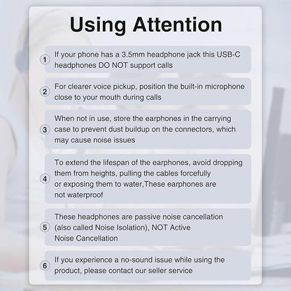 USB C Headphones for Samsung Galaxy S26 S25 S24 Ultra iPhone 17 Air 16 Pro 17 Pro Max S23 S22 A56 A55 A26 A17 A16 Pixel Xiaomi Wired Earbuds Magnetic in-Ear Type C Earphone with Microphone Stereo