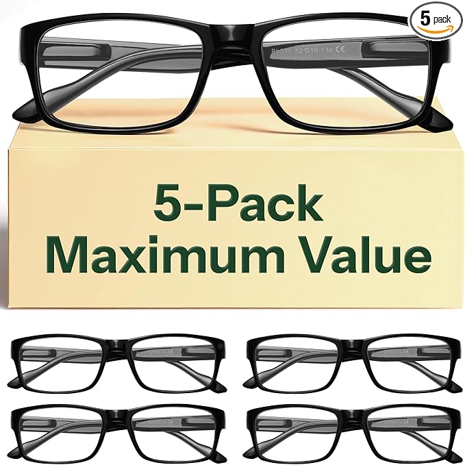 Gaoye 5.5 Professional Reading Glasses for All Day - Computer Readers with Blue Light Protection - Value Pack