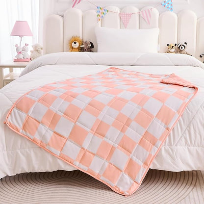 yescool Pink Checkered Weighted Blanket 10 Pounds Plaid Weighted Throw Blanket, Twin Heavy Blanket for Sleeping, Tartan Bed Throw Blanket Gift for 80-110lbs, 48"x72"
