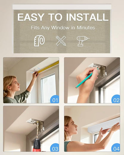 Motorized Light Filtering Roller Shades with Remote Control, Smart Blinds for Windows Compatible with Alexa Google via Hub, Rechargeable Electric Window Shade Customized Size (Coffee)