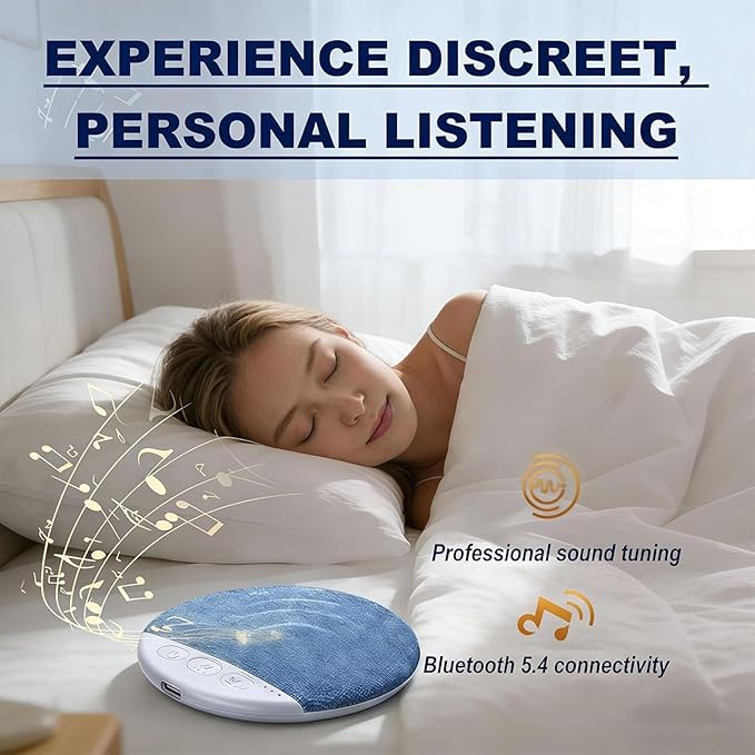 Bluetooth Pillow Speakers for Sleeping 2026 New Wireless White Noise with Timer Stereo Bass Portable Sleep Aid for Adults (Blue)