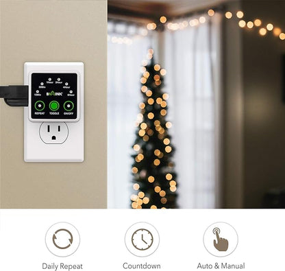 BN-LINK Smart Digital Countdown Timer, Repeat Cycle Timer with 3-Prong Grounded Outlet for Lamps, Light and Home Appliances, 15A/1875W ½ HP