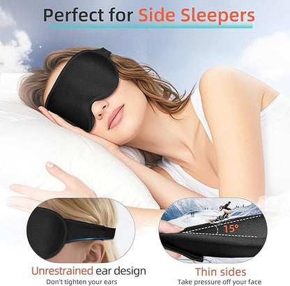 Side Sleeper Eye Mask, Sleep Mask for Men Women, Sleep Mask for Side Sleeper, Total Light Blocking, 3D Eye Masks for Sleep, Black