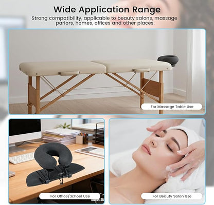 Intelligent Support Memory Foam Pillow，Adjustable Massage Pillow – Multi-Use Ergonomic Neck Pillow for Office Naps,Travel, Recliner Headrest – Portable (Black Pillow+Black Plastic Stand)