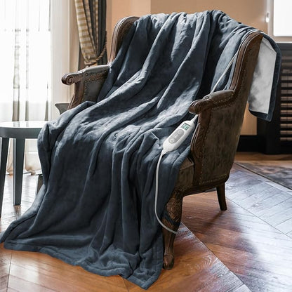 Heated Throw Blanket with 1-9 hrs Timer Auto-Off & 8 Heating Levels,Flannel Electric Blanket Throw ETL Certification,Machine Washable Full Body Warming Blankets