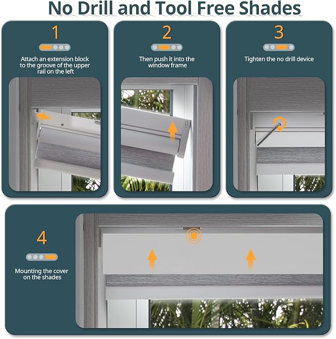 Motorized Blinds No Drill Automatic Blinds for Windows Cordless Roller Shades Electric Blinds with Remote Control Smart Blinds (White, 28 x 72), MH100
