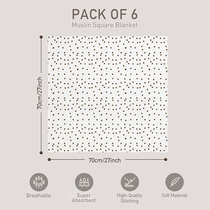 GLLQUEN BABY Receiving Blanket Boy Cotton Muslin Swaddle Blankets Girl Newborn Squares Breathable & Soft Thin Baby Blankets Cloths Double Absorbent Infant Swaddling Wrap - 6 Pack (Rainbow)