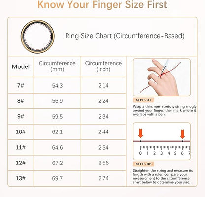 Fit Ring for Women Men, Ring Health Tracker with Heart Rate,Blood Oxygen,Heart Rate Variability, Stress, Sleep Monitor, Step Counter, Smart Ring for iPhone & Android, No Subscription Fee (Gold, 11#)