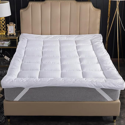 Extra Thick Twin XL Mattress Topper Dorm Bedding. Breathable Cooling Mattress Pad Cover.100% Cotton Pillow Top Quilted Mattress Protect Bed Mattress Topper1400GSM Soft Down Alternative Fill (39x80'')