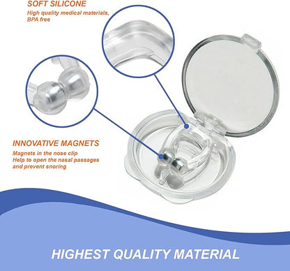 Pack of 6 Magnetic Anti-Snore Clips - Silicone Nose Clips - Reusable Snoring Solution for Nasal Snorers - Enjoy a More Peaceful Night's Sleep - by Mobi Lock
