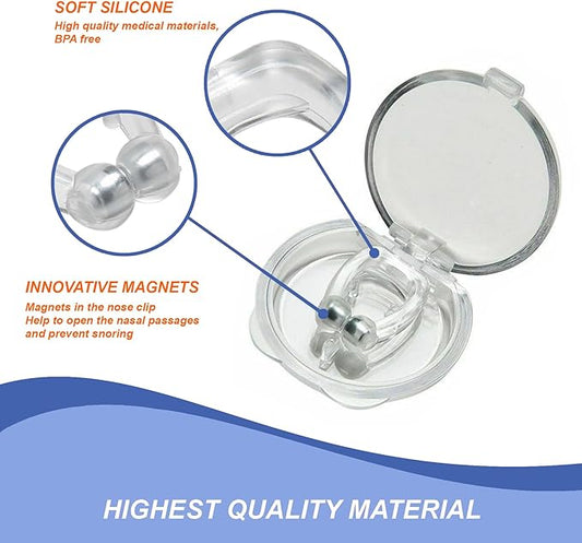 Pack of 6 Magnetic Anti-Snore Clips - Silicone Nose Clips - Reusable Snoring Solution for Nasal Snorers - Enjoy a More Peaceful Night's Sleep - by Mobi Lock