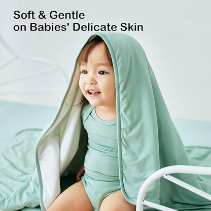 BubblePanda Rayon Made from Bamboo Baby Blanket for Boys Girls Neutral Soft Crib Blanket Toddler Quilt Comforter Newborn Nursery 30 x 40 Inch Green
