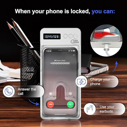 Cell Phone Timed Lock Box, PC ABS Self-Control Case withTimer, Timed Electronic Lock Box, Smart Device Locker for Study, Focus, Productivity