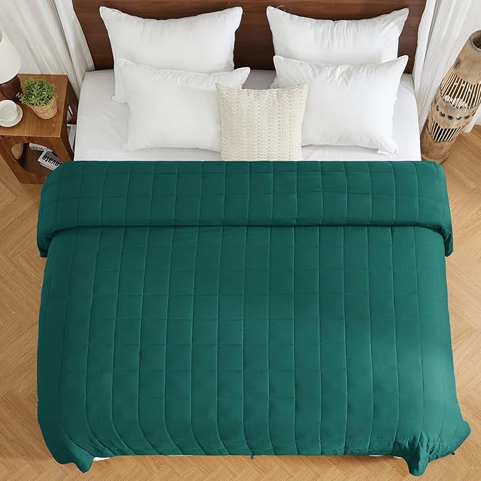 yescool Weighted Blanket for Adults (30 lbs, 88" x 104", Dark Green) Cooling Heavy Blanket for Sleeping Perfect for 290-310 lbs, King Size Breathable Blanket with Premium Glass Bead, Machine Washable