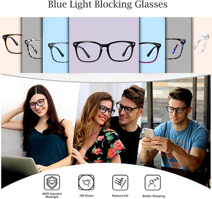 MAXJULI 99.9% Blue Light Blocking,Computer Reading/Gaming/TV/Phones Glasses for Women Men(Red) 6001
