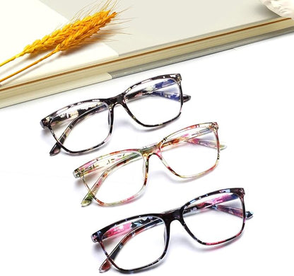 Henotin 6 Pack Ladies Reading Glasses Blue Light Blocking Spring Hinge Readers Anti Eyestrain Computer Eyeglasses (Multicolor-2, 4.0, multiplier_x)