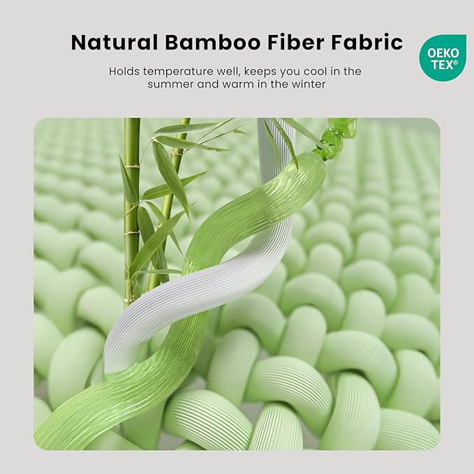 Bamboo Mattress Topper King Size 3 Inch, Cooling Gel & Bamboo Charcoal Memory Foam Mattress Topper for Back Pain Relief, Firm Dual-Layer Foam Bed Pad with Removable Cover