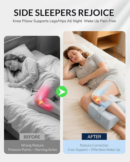 Extra Large Knee Pillow for Side Sleeper - Slow-Recovery Memory Foam Knee Pillow for Hip Pain, Sciatica Relief, & Injury Recovery – Perfect for Tall Individuals and Side Sleepers