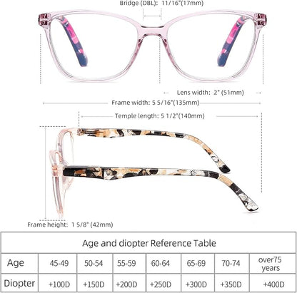 4 Pack Reading Glasses Blue Light Blocking for Women Men,Fashion Square Computer Readers with Spring Hinge,Anti Eyestrain Eyeglasses(2.25x)