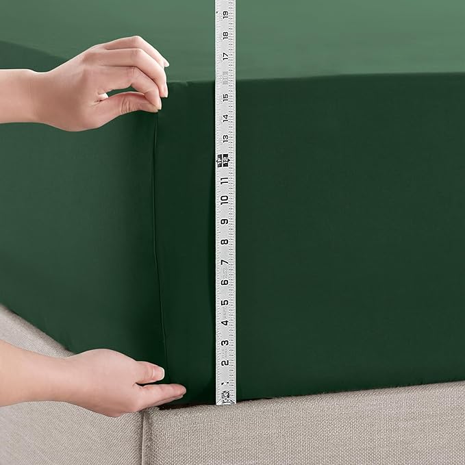 Empyrean California King Fitted Sheet - Deep Pocket, Fits 14-16 Inch Mattress, Ultra Soft Microfiber, Wrinkle-Free & Fade Resistant, Shrinkproof Sheet, Dark Green