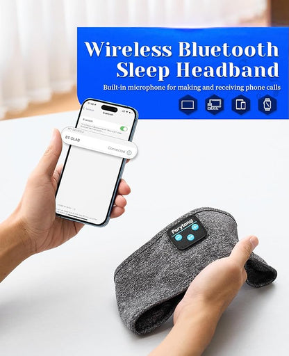 Perytong Sleeping Headphones Bluetooth Headband, Soft Long Time Play Sleeping Headsets with Built in Speakers Perfect for Workout,Running,Yoga,Travel, Darkgray
