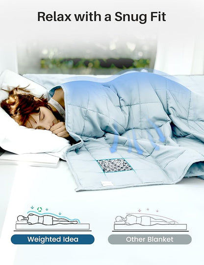 Weighted Idea Weighted Blankets for Adults (Baby Blue,60"x80",20lbs) Breathable Cooling Blanket Queen Size with Premium Glass Beads Heavy Soft Throw Blanket for All-Season