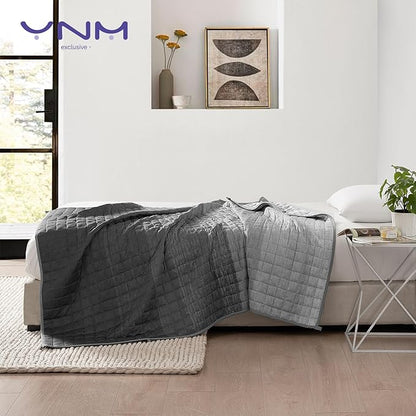 YnM Cooling Weighted Blanket — Oeko-Tex Certified Material (Gradient Dark Grey, 60"x80" 20lbs), Suit for One Person(~190lb) Use on Queen/King Bed