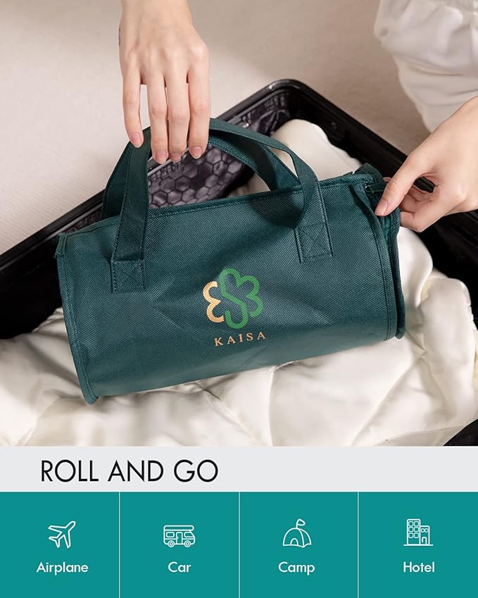Kaisa Weighted Blanket for Adults(7 lbs, 41"x53"), Weighted Lap Blanket Machine Washable, Small Heavy Blankets with Glass Beads for Home Sleep &Travel, Green