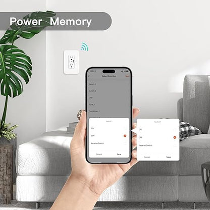 WiFi Smart Plug,in-Wall Smart Home Outlet Compatible with Alexa,Google Assistant,Timer Via App,USB + Type-C Port,Partition Remote Control Smart Socket