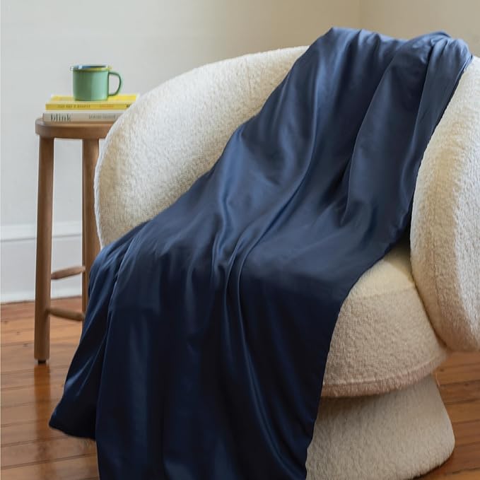 Baloo 100% Cotton Duvet Cover for 15lb/20lb Weighted Blanket (Navy Blue - 60"x80" - Full/Queen Size) | Cool, Soft & Durable