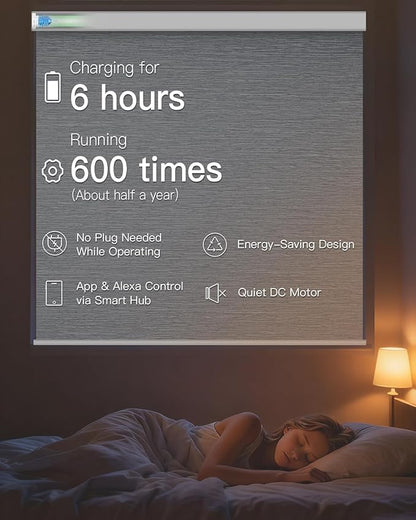 Motorized Roller Shade with Remote Control, Blackout Electric Shade for Windows Compatible with Alexa Google via Hub, Rechargeable Smart Window Blind Customized Size (Texture Grey)