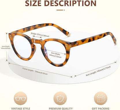 EASY READ Retro Round Blue Light Blocking Reading Glasses for Women,Anti UV Readers for Women with Spring Hinge