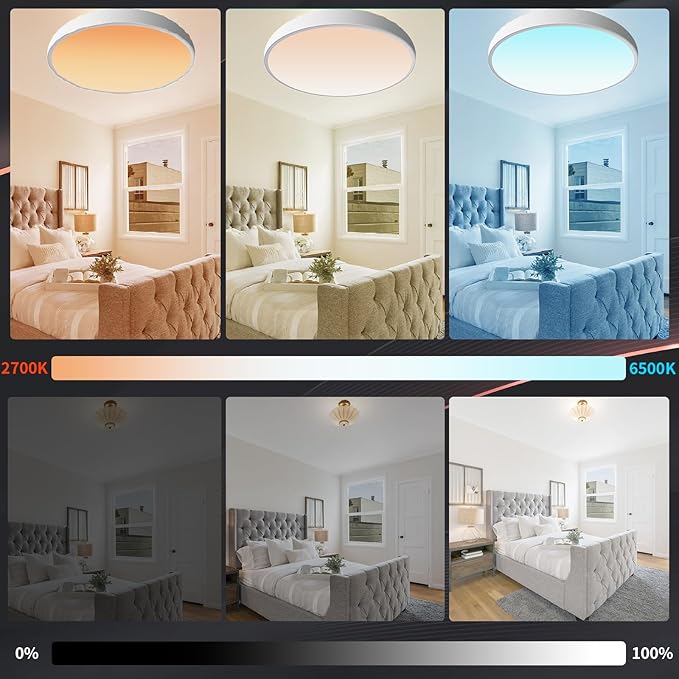 HomeKit Smart LED Ceiling Lights RGBCW Color Changing Ceiling Light Work with Apple HomeKit, Alexa Google Home Flush Mount Ceiling Lamp 24W Dimmable for Living Room, Bedroom, Home Use