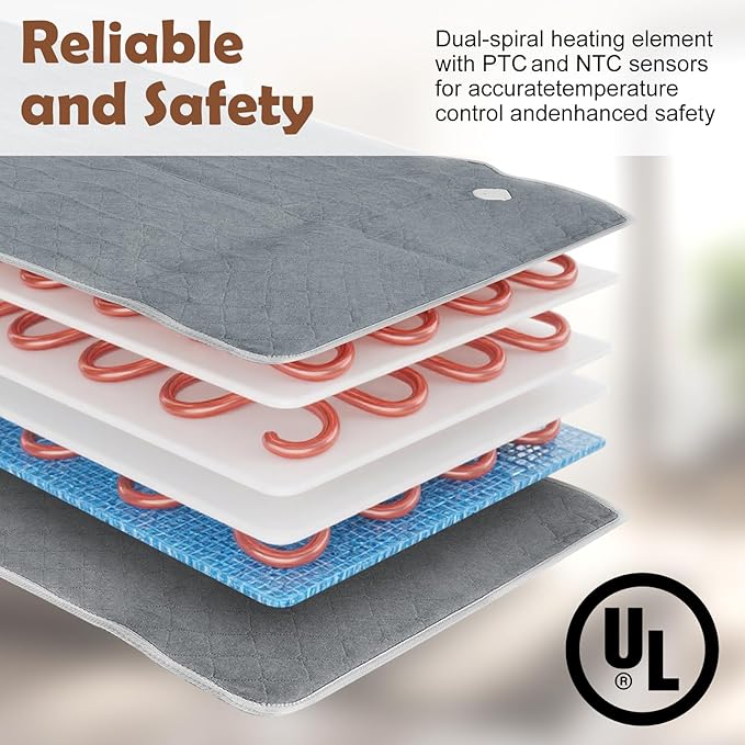 Heated Mattress Pad Mini Twin Size, 31.5" x 63" Electric Mattress Pad with Digital Controller, 9 Heat Settings, 1-6 Hours Auto Shut Off, Fast Heating, Machine Washable, Gray