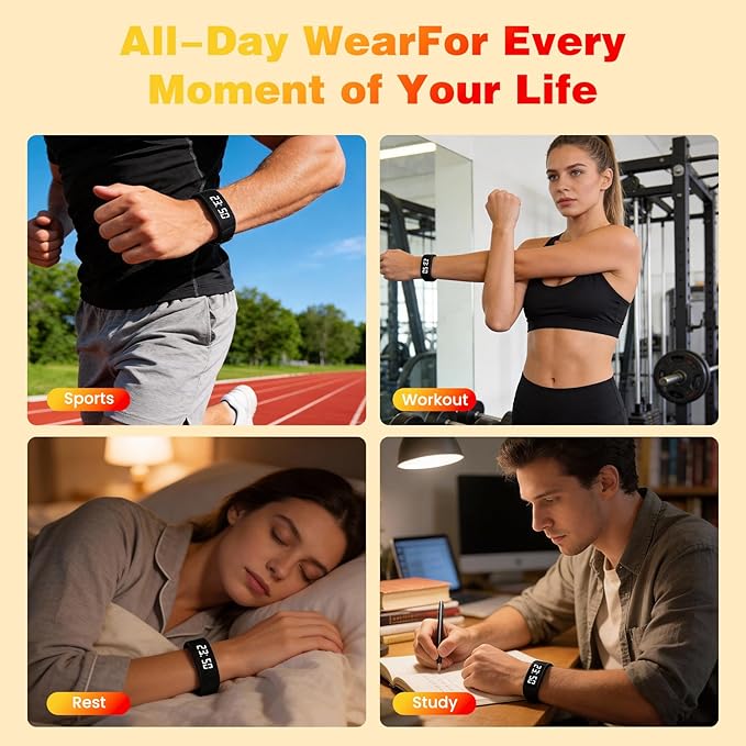 Vibrating Alarm Wristband Electric Clock Watch Shock Silent Sleeps Wrist Sleep Bracelet for Heavy Sleepers Wearable Wristband for Seniors Automatic Wake up Band Vibration with Digital for Deaf