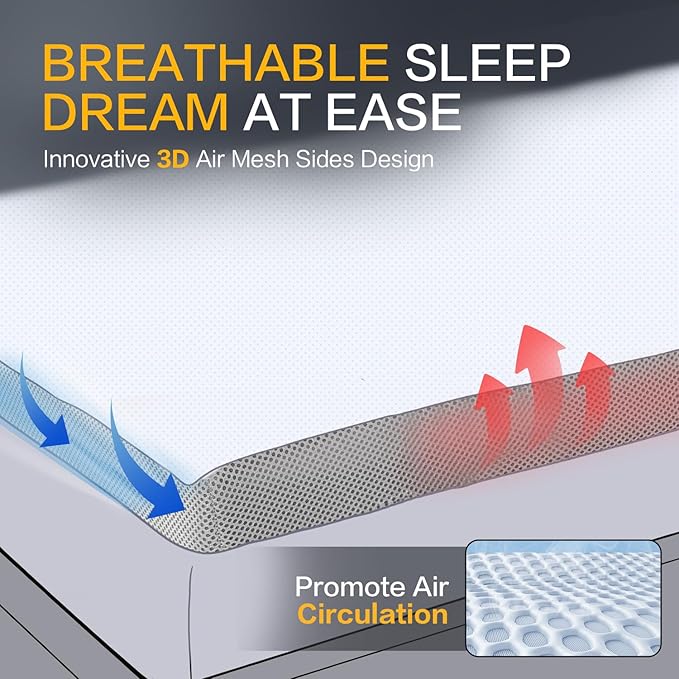SAPHREAS 3 Inch Memory Foam Mattress Topper Full Size with Soft Ventilated Mattress Pad Cover, Egg Crate Bed Topper for Back Pain & Pressure Relief, CertiPUR-US Certified, 54x75