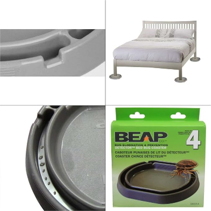 BEAPCO Bed Bug Detector Interceptors, Eco Friendly Bedbug Traps for Bed-Frame Legs |(6.5” × 6 “ x 3”)| Interceptor, and Monitor for Pest Control (Gray), (Pack of 24)