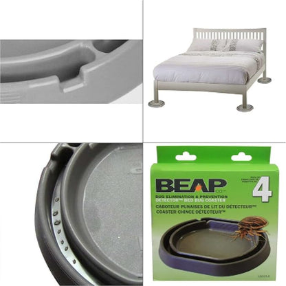 BEAPCO Bed Bug Detector Interceptors, Eco Friendly Bedbug Traps for Bed-Frame Legs |(6.5” × 6 “ x 3”)| Interceptor, and Monitor for Pest Control (Gray), (Pack of 24)