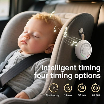 AMZSA White Noise Sound Machine for New Baby & Adults – 24 Sleep Sounds Including Rain, Green & Pink Noise, Portable Noise Canceling Sound with Timer, Night Light & Rechargeable, for Sleeping & Travel