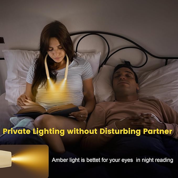 LED Neck Book Light Reading Lamp USB Rechargeable, Lighter Weight,Hands Free, Each 3 Colors with 3 Brightness, 80-hr Lasting Rechargeable Lamp,Perfect for Reading in Bed(Chesse Yellow).