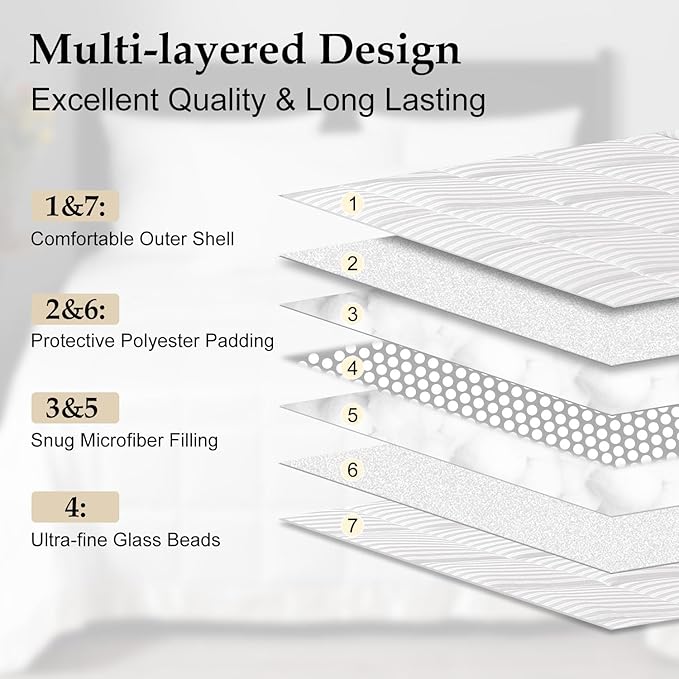 downluxe Weighted Blanket Queen Size, 15 lb Weighted Blanket with Glass Beads for All Season, Machine Washable Heavy Blanket (Ivory, 90 X 90 Inch)