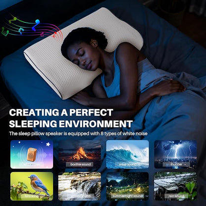 Hopihe Smart Sunrise Alarm Clock Pillow Sound Machine for Sleep with Bluetooth Speaker & Sunset Simulation, Cervical Pillow with White Noise Machine,Wake-Up Light for Sleep Bedroom Home Decor