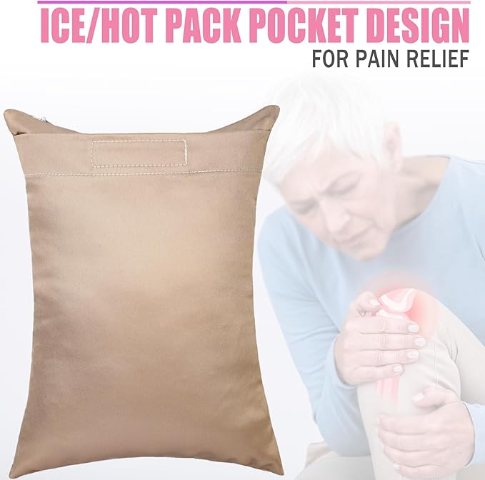 Silky Satin Soft Knee Pillow for Side Sleepers, Pressure Pillows Between Legs 11"x7" Small Knee Pillow Joints Cushion for Sleeping Hip and Back Pain, Taupe 1 Pcs