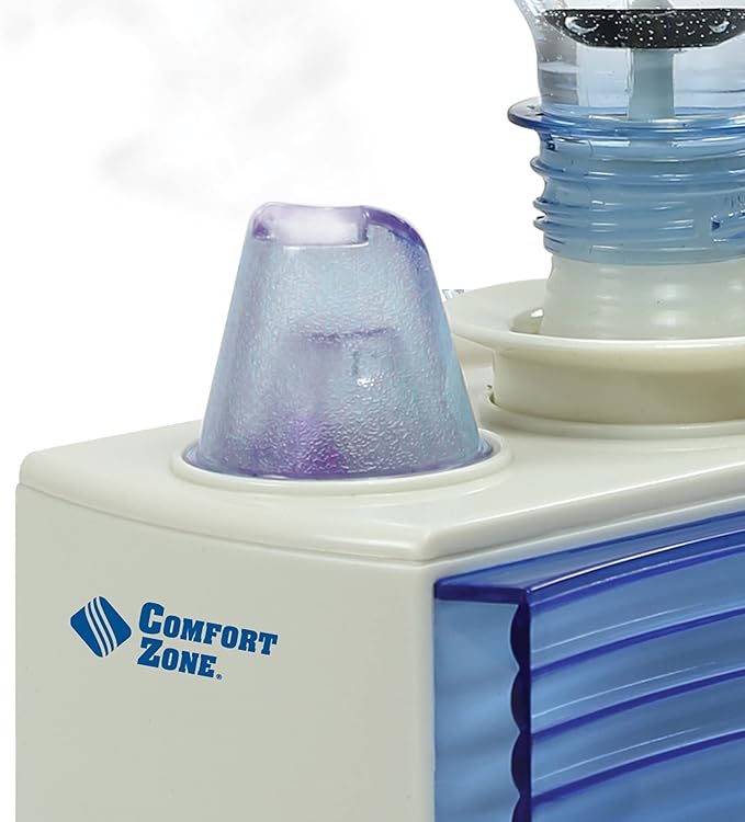 Comfort Zone Ultrasonic Turn Bottle into into Personal Portable Humidifier - 6 Hour Operation - Whisper Quiet, Travel, White