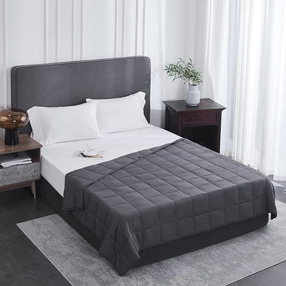 Weighted Blanket Queen Size (Dark Grey, 60''x80'' | 25 lbs) Cooling Breathable Heavy Blanket with Glass Beads for Adults