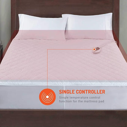 Degrees of Comfort Heated Mattress Pad Full Size | Zone Heating Electric Bed Warmer W/Auto Shut Off | Fit Up to 15 Inch | 12.5ft Long Cord - 54x75 Inch, White