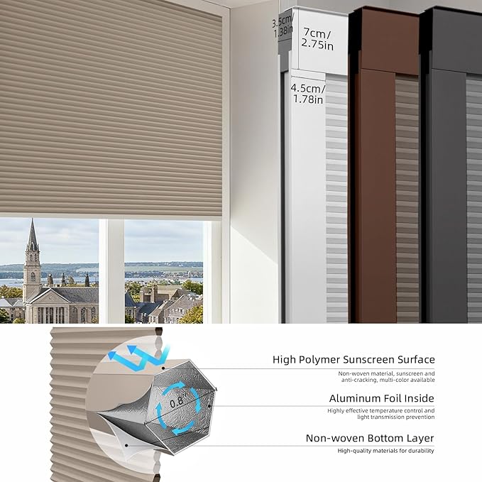 ZSTARR Motorized Skylight Shades Blackout Cellular Honeycomb Electric Blinds with Solar Panel Cordless Rechargeable with Remote for Roof and Slanted Windows Custom Size (BO Printed Vanilla Fawn)