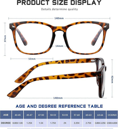Reading Glasses for Women Men - Blue Light Blocking UV Filter Readers, Anti Eyestrain Eyeglasses