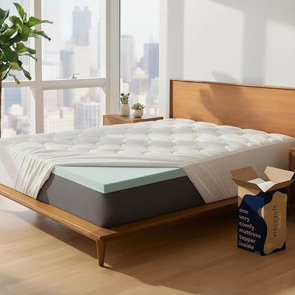 ViscoSoft 2-Inch Memory Foam Mattress Topper Cal King – Reflex Cooling Gel Pad with Removable Washable Cover – CertiPUR-US & Oeko-TEX Certified