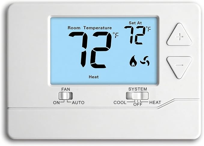 Thermostat for Home Non-Programmable Single-Stage Systems,1 Heat / 1 Cool,Easy DIY,White Backlight